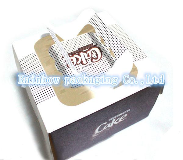 Cheap Foldable Paper Box Packaging Transparent Window Handle For Cake for sale