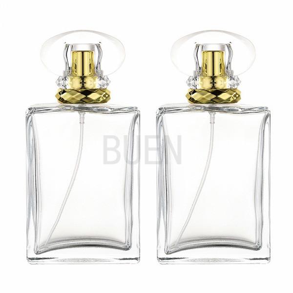 Cheap Personalized Lucency Glass 100ml Perfume Bottle Square Climp 13mm for sale