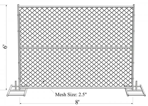8' x 14'Portable chain link construction fence Tubing 1⅝"(42mm)x 1.6mm Thick Cross barce Chain mesh 2¼"x2¼"(57mmx57mm)