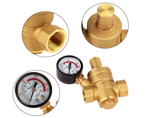 Cheap Adjustable DN15 Brass Water Pressure Regulator With Gauge Meter for sale