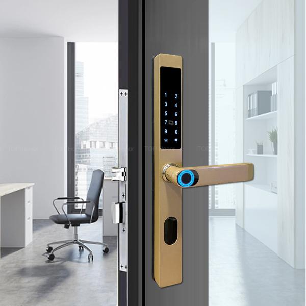 Cheap Digital Sliding Door Biometric Lock Code Card Key Access Tuya Remote Control for sale