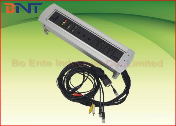 Cheap USB / RJ45 / VGA Rotating Power Socket Tabletop Interconnect Box for sale