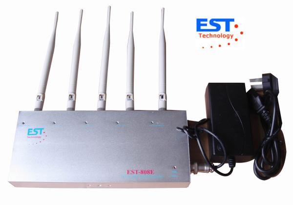 Cheap Full Frequency EST-808E Cell Phone Signal Jammer For Schools , 5 Antenna for sale