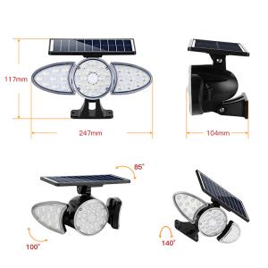 China Three Heads 100-400LM 38PCS LED Solar Sensor Wall Light For Pathway on sale