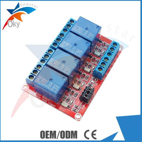 Cheap Lightweight Four Channel Relay Module For Arduino , Red Board for sale