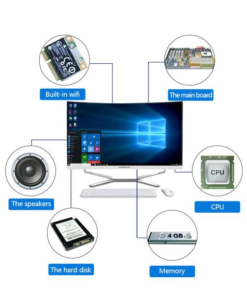 Cheap 24Inch IPS Display Curved Computer AIO With 0.264mm Pixel Pitch for sale