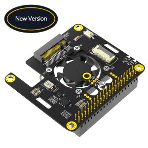 New version 3 in 1 Combo M.2 NVMe to PCIe Adapter with cooler fan and Automatic Discoloration LED for Raspberry Pi 5