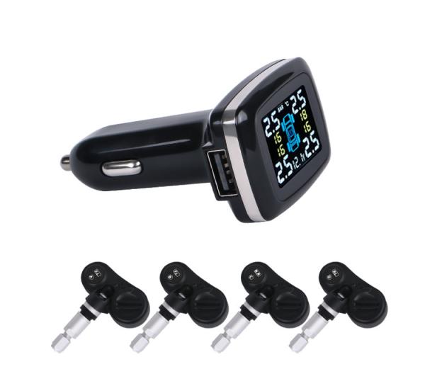 Cheap LCD Display Tire Pressure And Temperature Monitoring System With USB Socket for sale