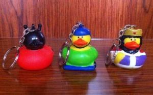 Various Mini Keychains Duck Toy , LED Character Rubber Duck Keychains Ring