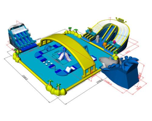 Cheap Custom Shark Inflatable Playground Water Park Obstacle Course for sale