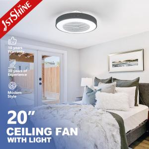 Silent DC Motor Flush Mount Ceiling Fan With Lights , Low Profile Fan For Bedroom