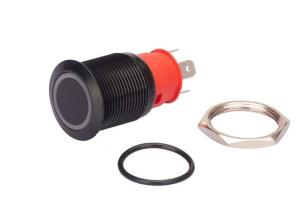 Aluminum Steel Push Button Switch LED Illuminated Flat Head 19mm Black Color