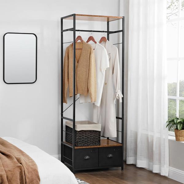 Cheap Industrial Design Open Wardrobe for Bedroom, Open Wardrobe with Fabric Drawers, Bedroom Drawer Dresser, LVT012B01 for sale