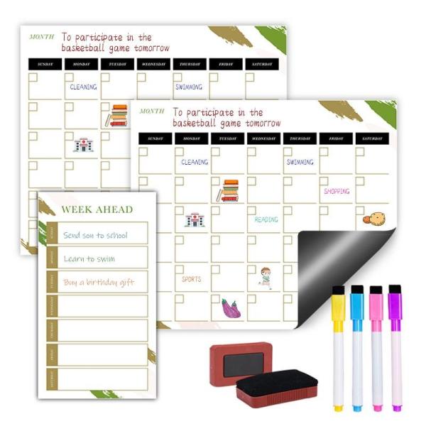 Magnetic Dry Erase Reusable Daily Weekly Monthly Planner Set 17x11'' A3 A4