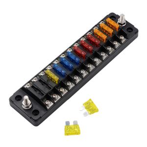 China 12Way Blade ATC Fuse Automotive Marine Panel With Negative Bus Waterproof Protection Cover 12v Circuits Atc Ato Blade Fuse Block on sale