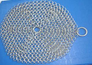 China Polished 304 Wire Stainless Steel Chainmail Scrubber For Pie Pan Round Shape on sale