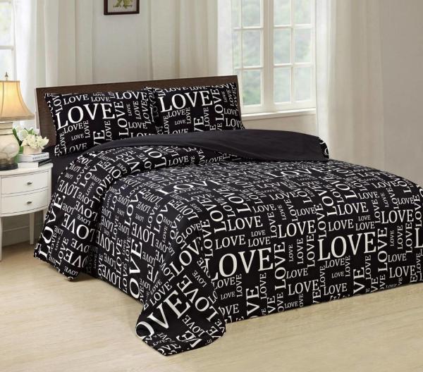 Cheap Pigment Printed 4 Piece Bedding Set Easy Care With White Words Pattern for sale