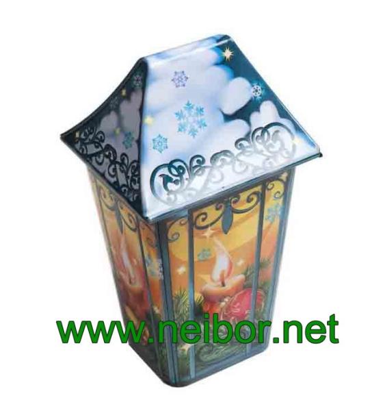 Cheap custom printing house shape tin box for sale