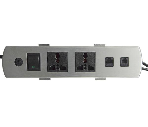 Cheap Aluminum Alloy Panel Multimedia Table Socket / Screen Desktop 2 Universal Power Data RJ45 Sockets for sale