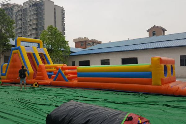 Cheap 12m*3.5m Custom Blow Up Running Obstacle Course For Outdoor Events for sale