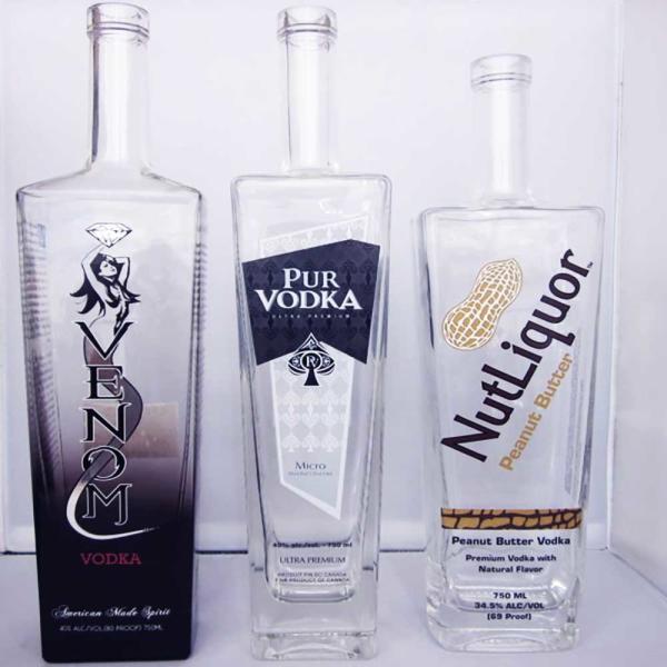 Cheap Decal Gradient Coating Empty Vodka Bottle 50ML-5000ML Full Coated for sale