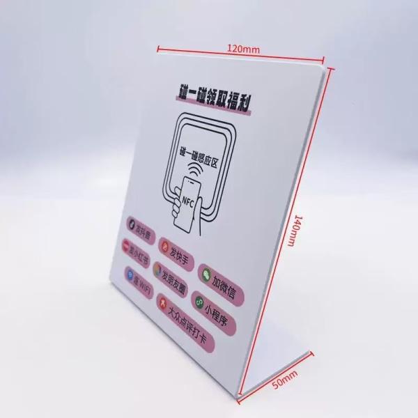 Cheap 13.56MHz Frequency Custom Printed 10cm Round NFC  Business Card Waterproof Google Review Sticker NFC Menu Plate with QR Code for sale