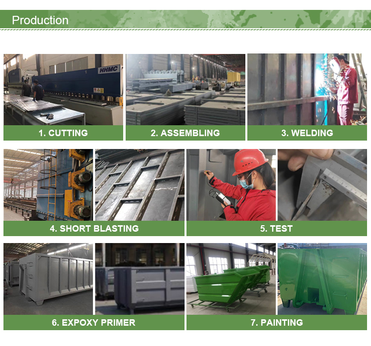 OEM Industrial Trash Bin Container Open Top Bottom Drop Bot Dumping