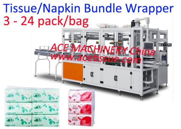 Cheap PLC Servo Motors Napkin Tissue Packing Machine Fully Automatic 3-24 Bag/Bundle for sale