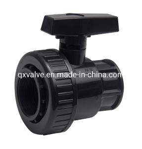 Sample Plastic Drawing Blue Handle True Double Union Ball Valve for Normal Temperature