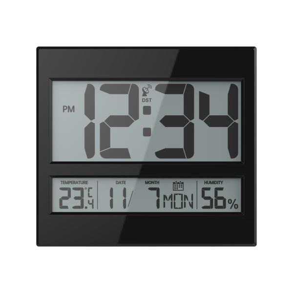 Cheap Radio Controlled Clock Indoor Temperature Humidity Modern Design Style Digital Wall Clock for sale