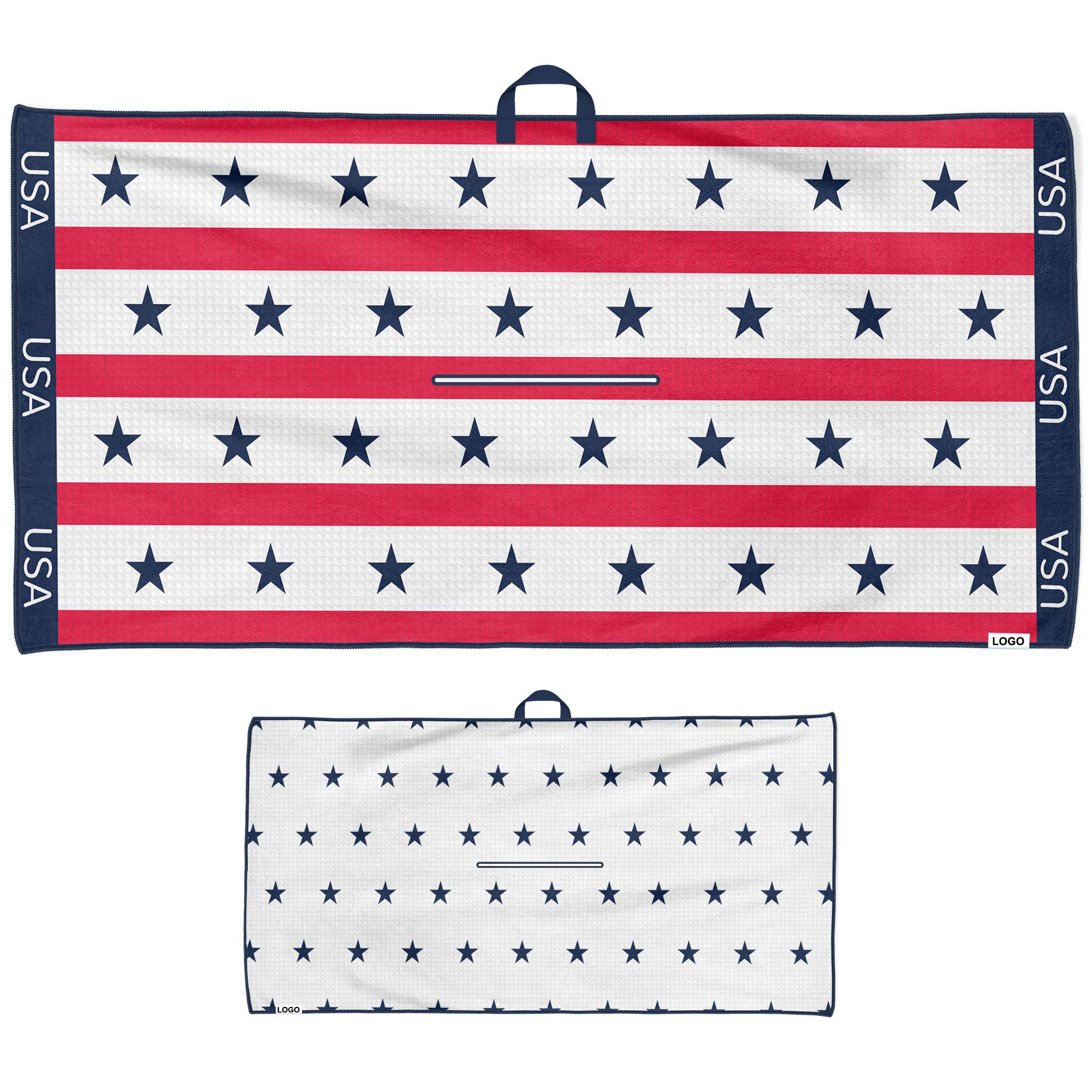 Custom Sublimation Printed Microfiber Weave Golf Club Clip Hanging Loop Soft Hand Towel Waffle Golf Towel
