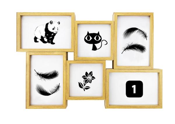Cheap Decorative 6 Openings Wooden Photo Frames Plain Wall Hanging Collage Picture Frames for sale