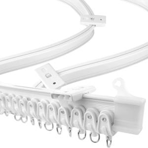 Plastic Metal Alloy Window Curved Curtain Rod Bendable Track Rail Ceiling or Side Wall Mounting
