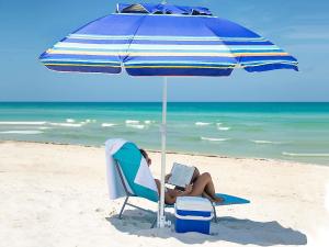 Best Heavy Duty High Wind Beach Umbrella Parasols Sand Anchor & Tilt Sun Shelter, UV 50+ Protection Outdoor Sunshade wholesale
