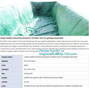 Best Environmental 6 Mil Drawstring Dumpster Container Liners,6Mil Drawstring Open Top Dumpster Container Liners, BAGPLASTICS wholesale