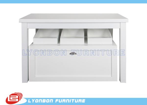 Cheap Presenting Goods Retail Display Tables With Open Drawer , Custom MDF Display for sale