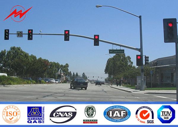 Cheap Custom 4.5m Height Galvanized Traffic Light Signs With Single Bracket for sale