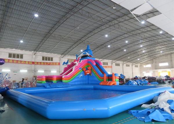 Cheap Sea World Theme Water Park Inflatable , Inflatable Water Park with Pool and Slide for sale