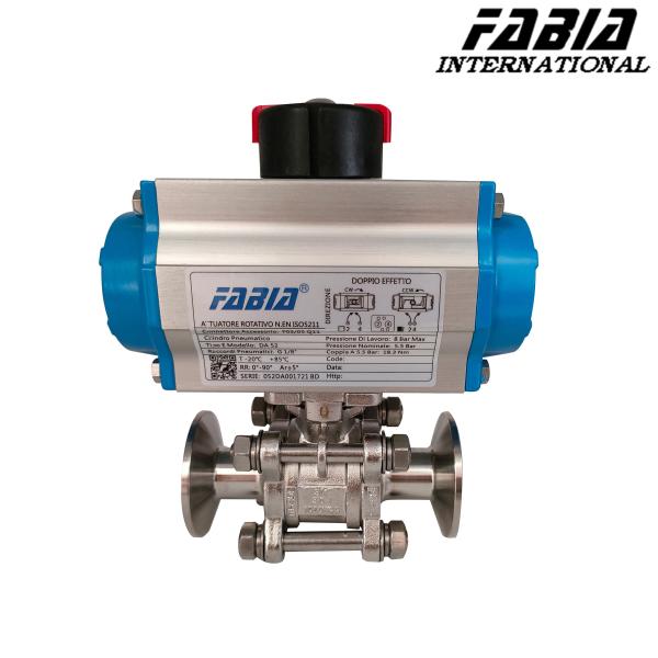 Cheap Clamp Ptfe Lined Ball Valve With Double Acting Pneumatic Actuator for sale