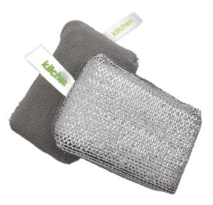 Non Scratch Microfiber Cleaning Pad Scrub Sponge For Dishes Heavy Duty Scouring Power