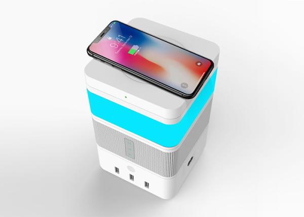 Cheap Qi Wireless Charge LED Light Bluetooth Speaker , USB Power Light Socket Bluetooth Speaker for sale