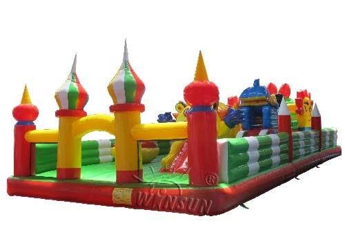 Cheap Durable Inflatable Fun City / Bouncy Castle Playground For Kindergarten for sale