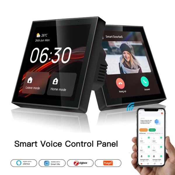 Cheap Glomarket Tuya Smart 4-Inch Multi-Functional Touch Screen Control Panel Alexa Voice Zigbee Central Control for sale