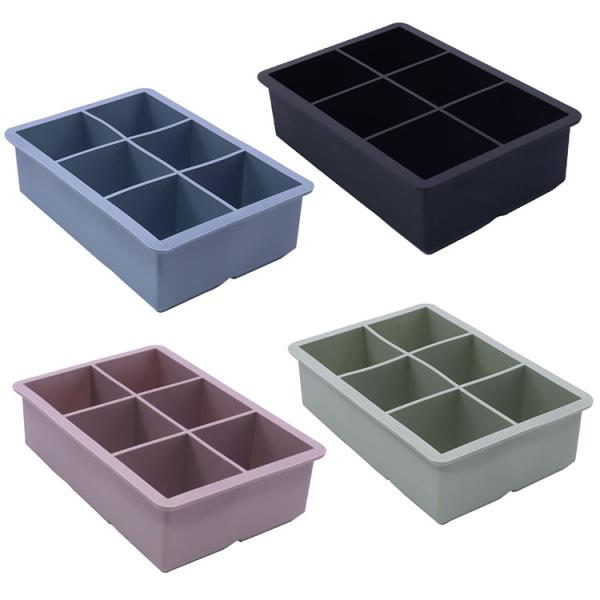 Cheap Silicone Ice Cube Trays with Lid Easy Release Big Ice Cube Molds for Whiskey Cocktail Drinks Freezer  4 Colors for sale