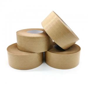Best Fiberglass Reinforced Flatback Kraft Paper Tape Self Adhesive Paper Parcel Tape wholesale