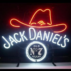 JACK DANIEL'S NO.7 Old Cowboy Hat  Real Glass Neon Lighted Sign Display Beer Bar Light for Gift Bedroom