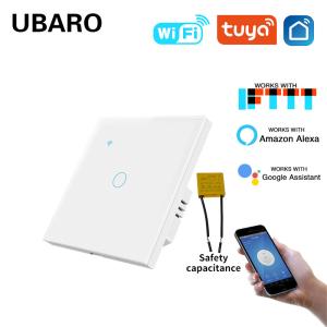 Best 1gang Need Capacitor Tuya WIFI Smart Light Switch with Tempered Glass Panel and Voice Activated Remote Control wholesale
