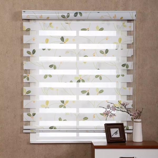Cheap 100% Polyester cordless zebra blind and shade with prints motorized customized for sale