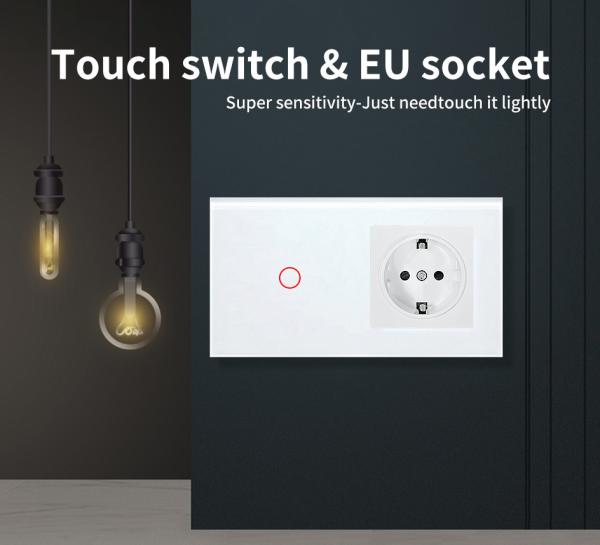 Cheap Euro Standard Type 157 touch switch socket combination for circular mounting box for sale
