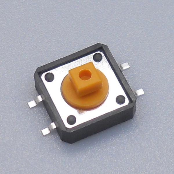 Cheap Yellow Square Button SMD Tactile Switch , Surface Mount Push Switch Copper Terminal for sale